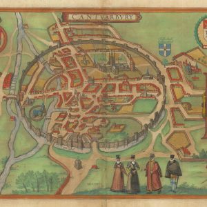 Bird's-eye map-view of Canterbury by Braun & Hogenberg