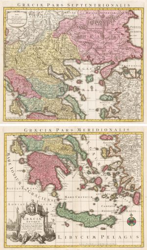 Seutter Ancient Greece two sheet