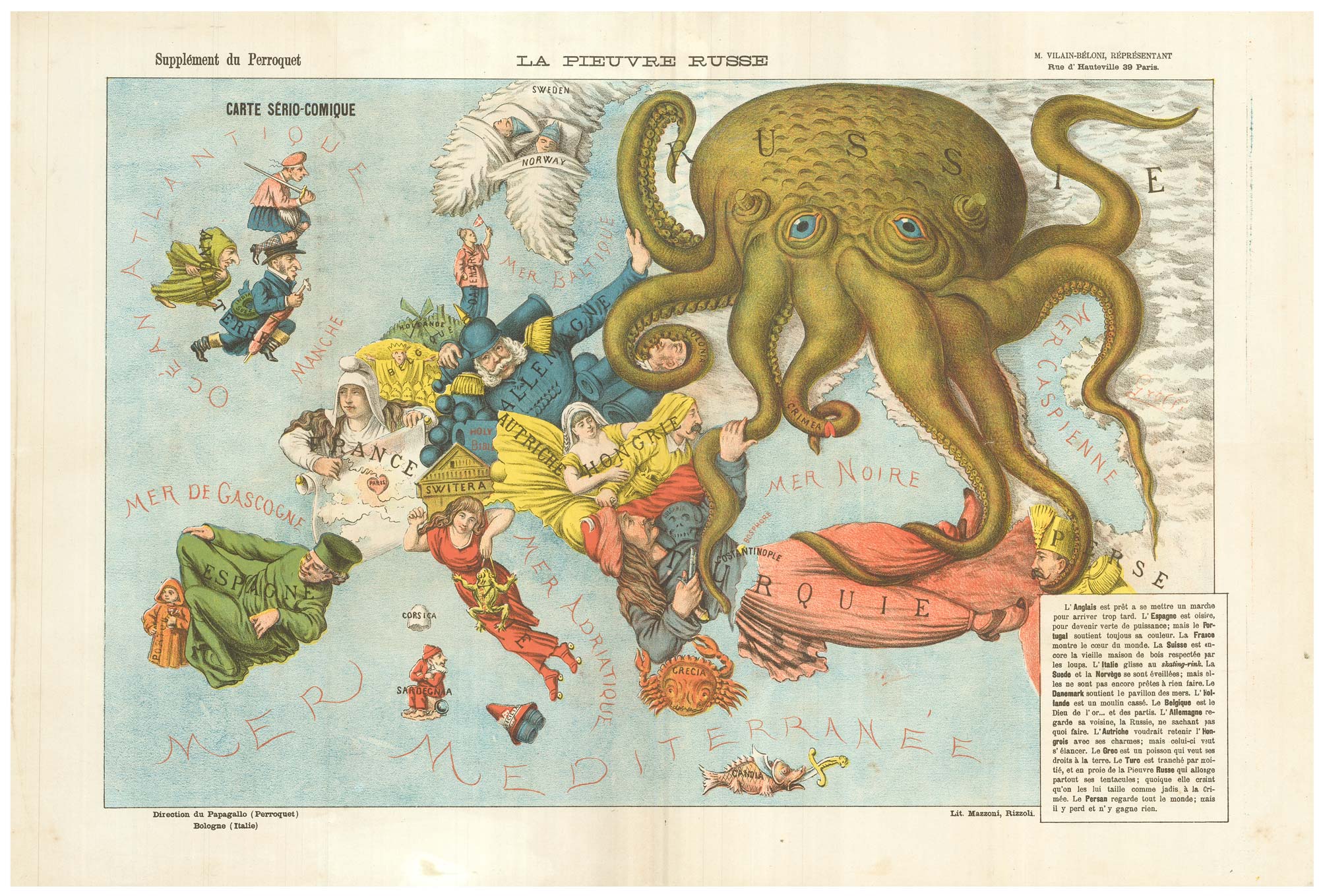 Grossi French Serio Comic map of Europe