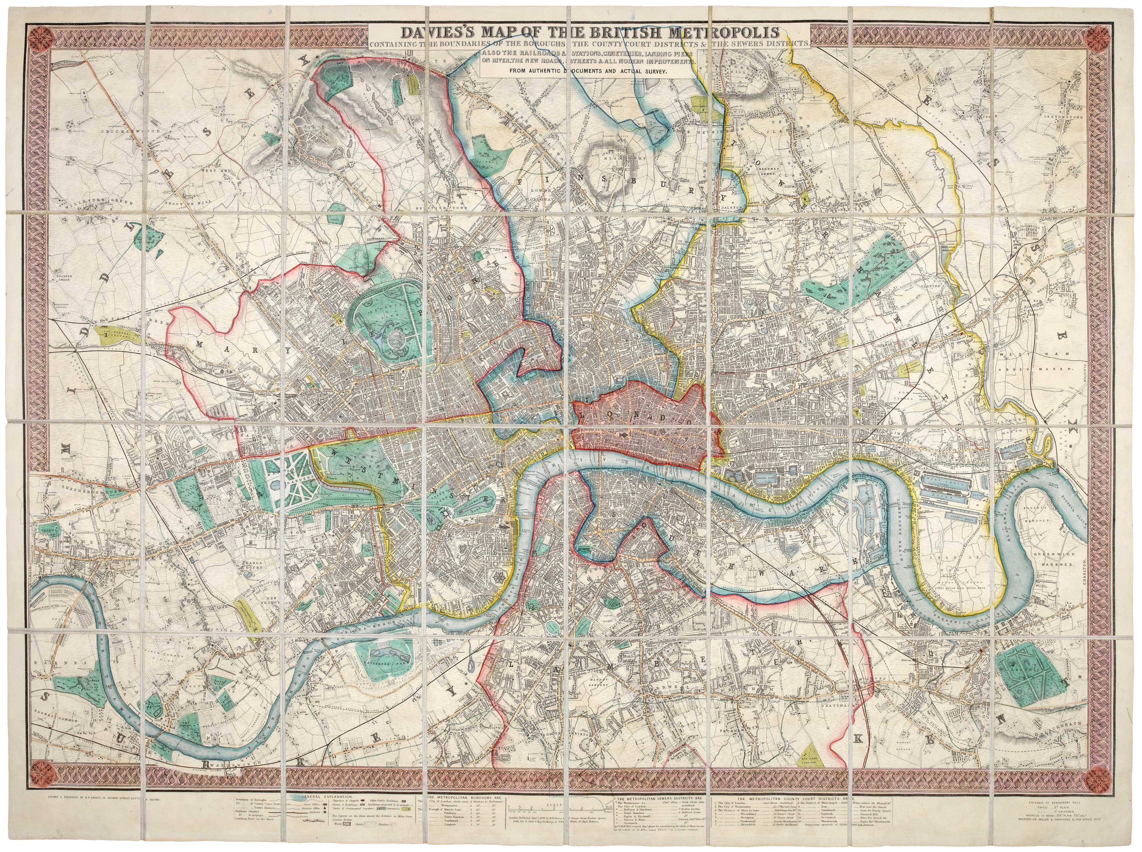 Davies's Map of the British Metropolis containing the Boundaries of by DAVIES, Benjamin Rees., 1875.