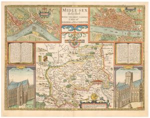Midlesex described with the Most Famous Cities of London and Westminster. Described by John Norden... by John Speed
