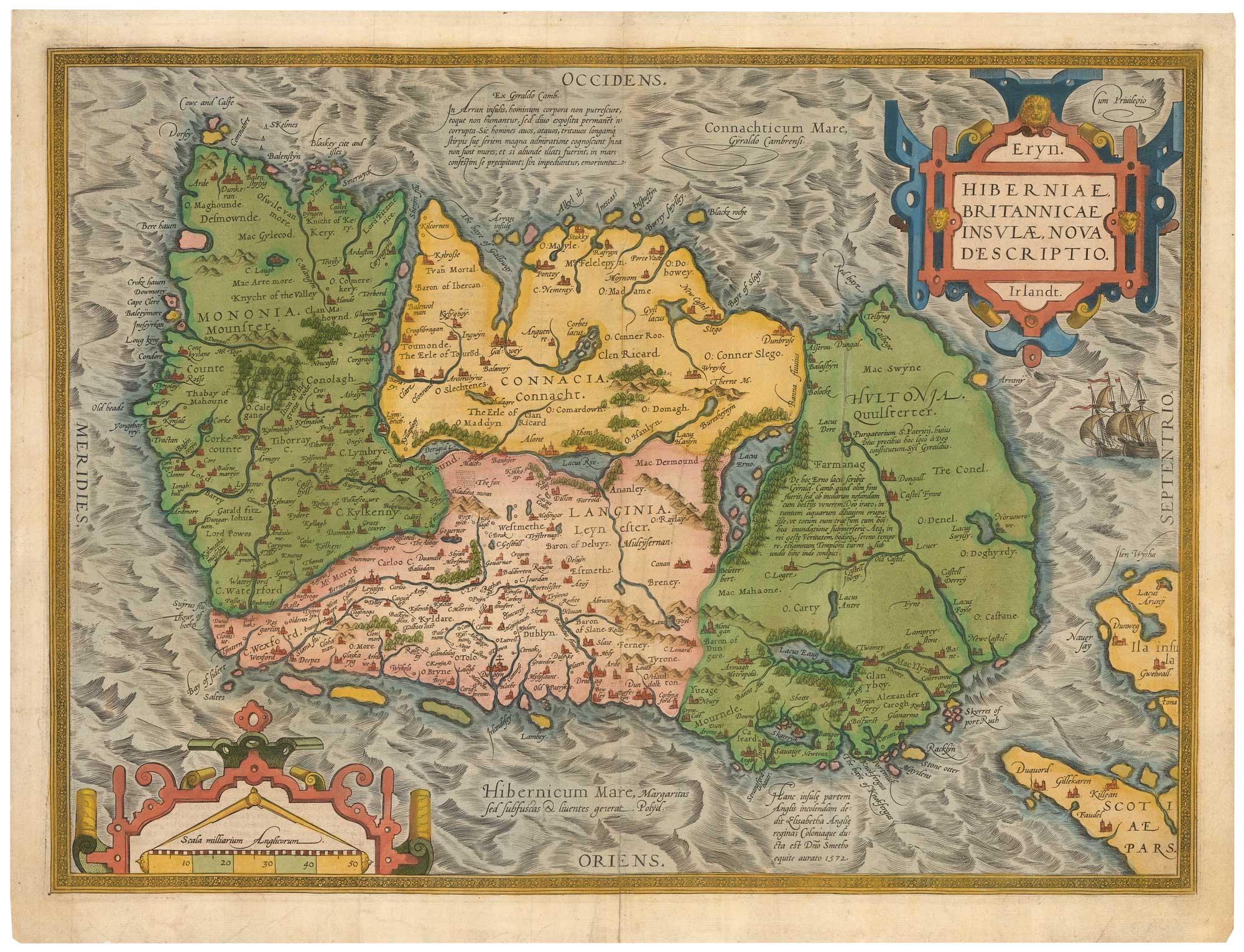 Eryn. Hiberniae Britannicae Insulae, Nova Descriptio. Irlandt. by ORTELIUS, Abraham., 1574.