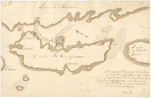 A manuscipt map of the Siege of Corfu in 1716
