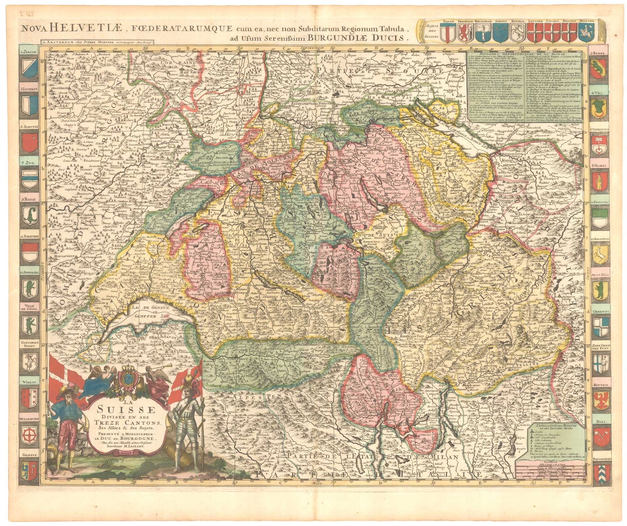 La Suisse Diviseé en ses Cantons, Ses Allies & Ses by JAILLOT, Alexis-Hubert., 1693.
