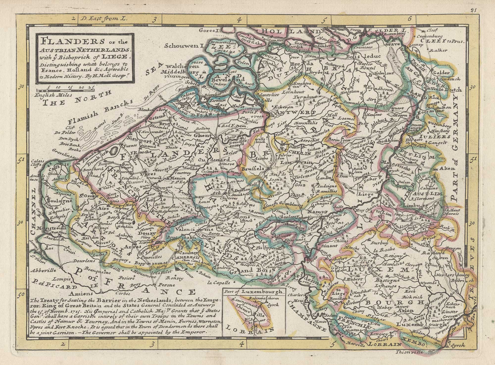 Flanders or the Austrian Netherlands, with ye Bishoprick of Liege. by MOLL, Herman., 1732.