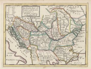 1732 map of the Balkans, Romania and Moldova by Herman Moll
