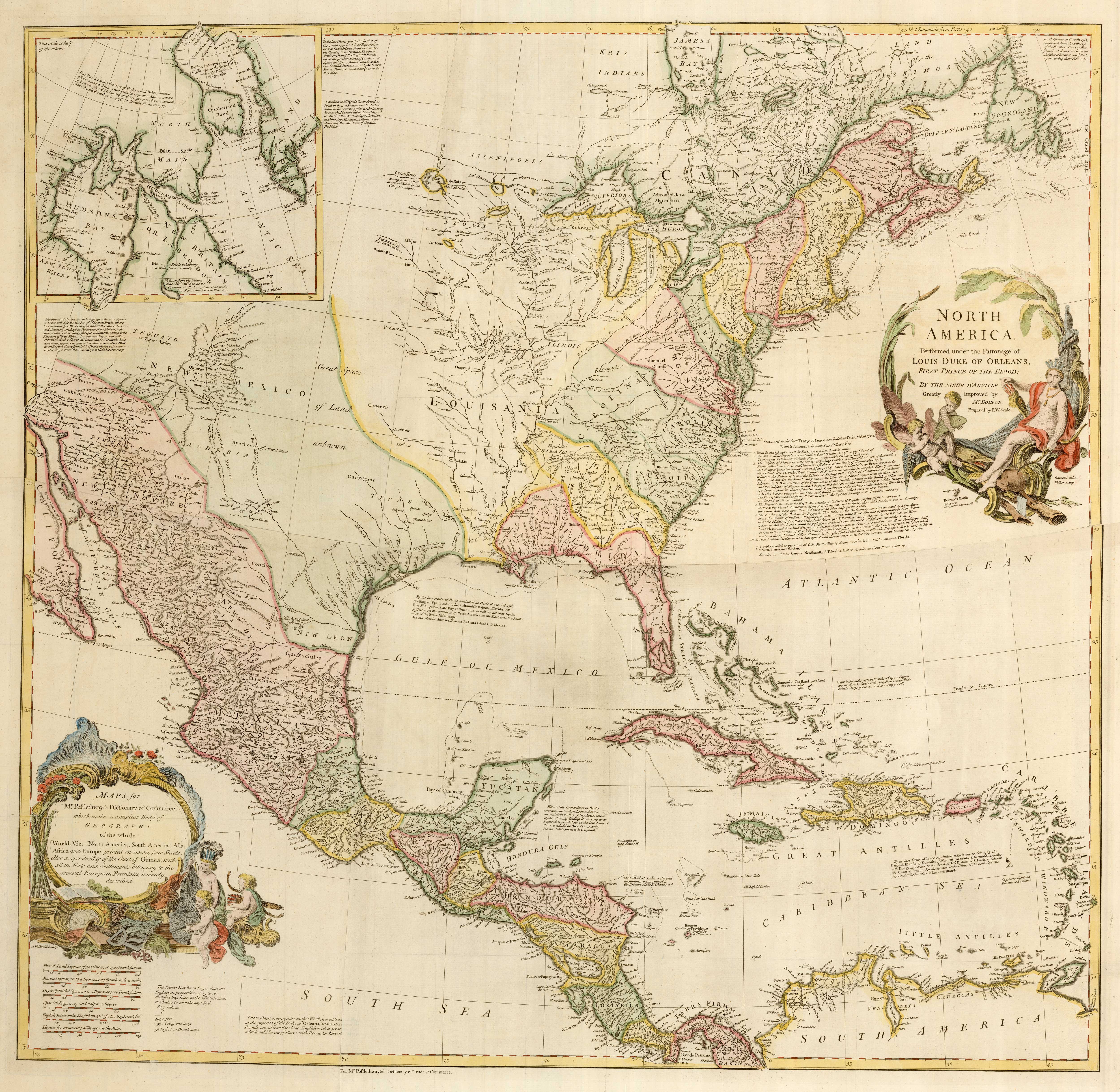 North America Performed under the Patronage of Louis Duke of by POSTLETHWEYT, Malachy., 1766.