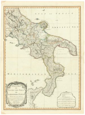A New Map of Sicily the First or The Kingdom by LAURIE & WHITTLE., 1799.