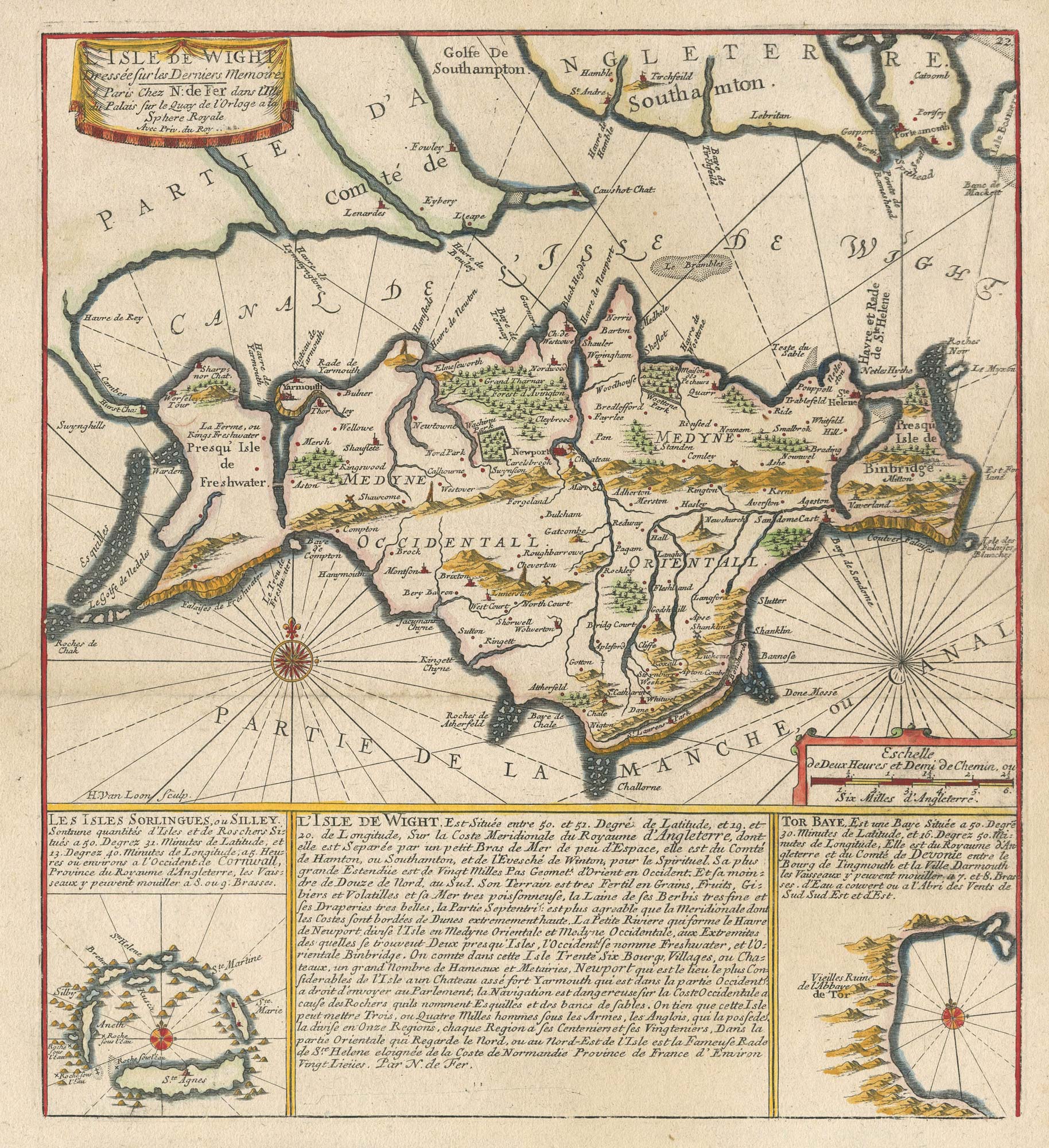 L'Isle De Wight Dressee sur les Derniers Memoirs... by FER, Nicolas de., 1692.