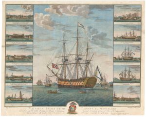 An 18th century Russian warship anchored at Livorno