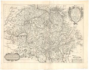 A scarce 17th century map of Switzerland