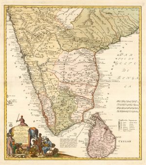 18th century map of southern India and Sri Lanka