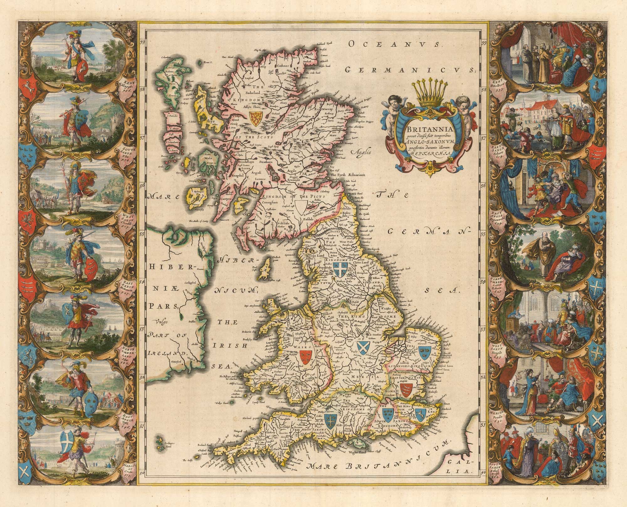 Britannia prout divisa fuit temporibus Anglo-Saxonum presertim durante illorum Heptarchia by Blaeu