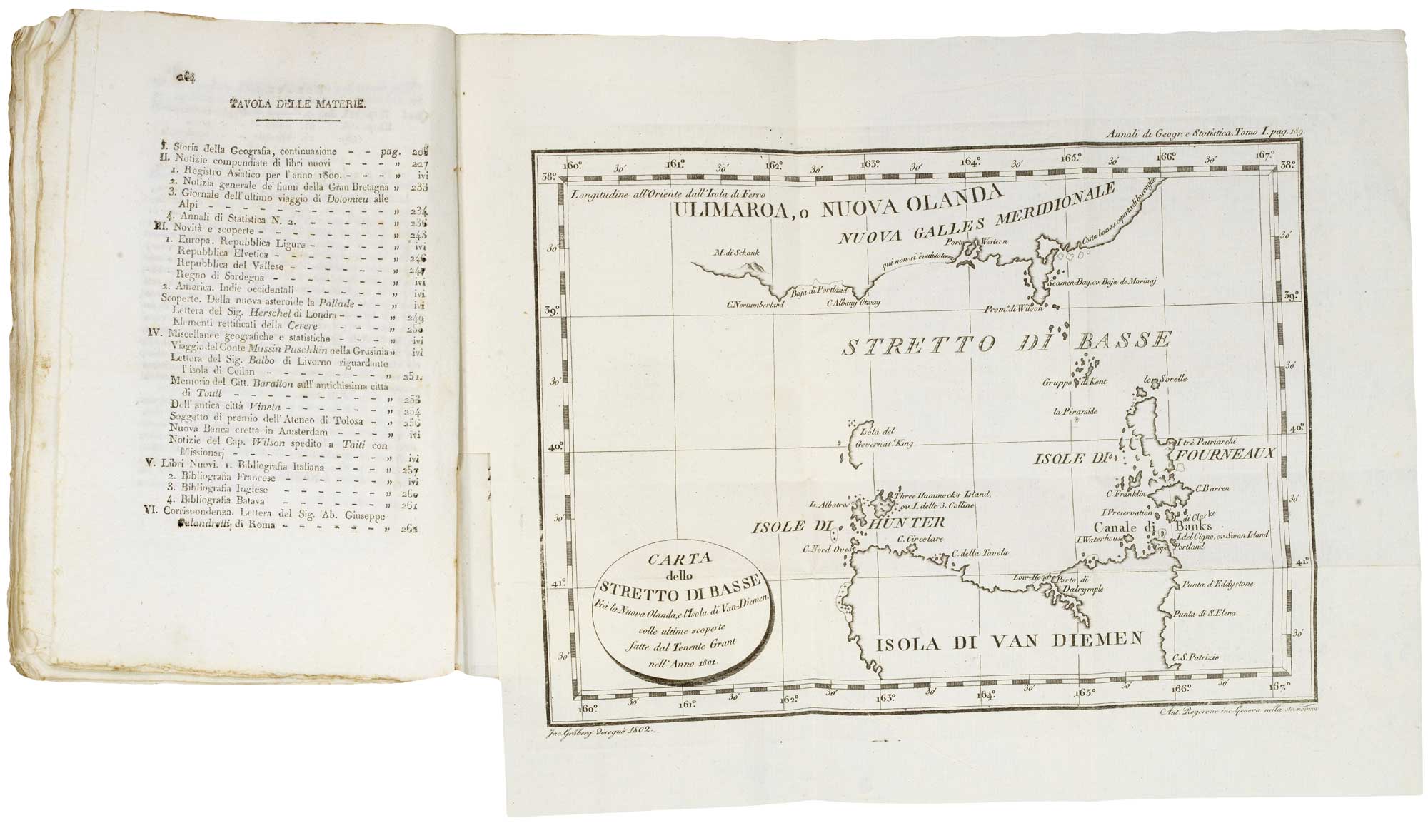 Annali di Geografia, e di Statistica Composti, e Pubblicati da by GRABERG, Jacob., 1802.