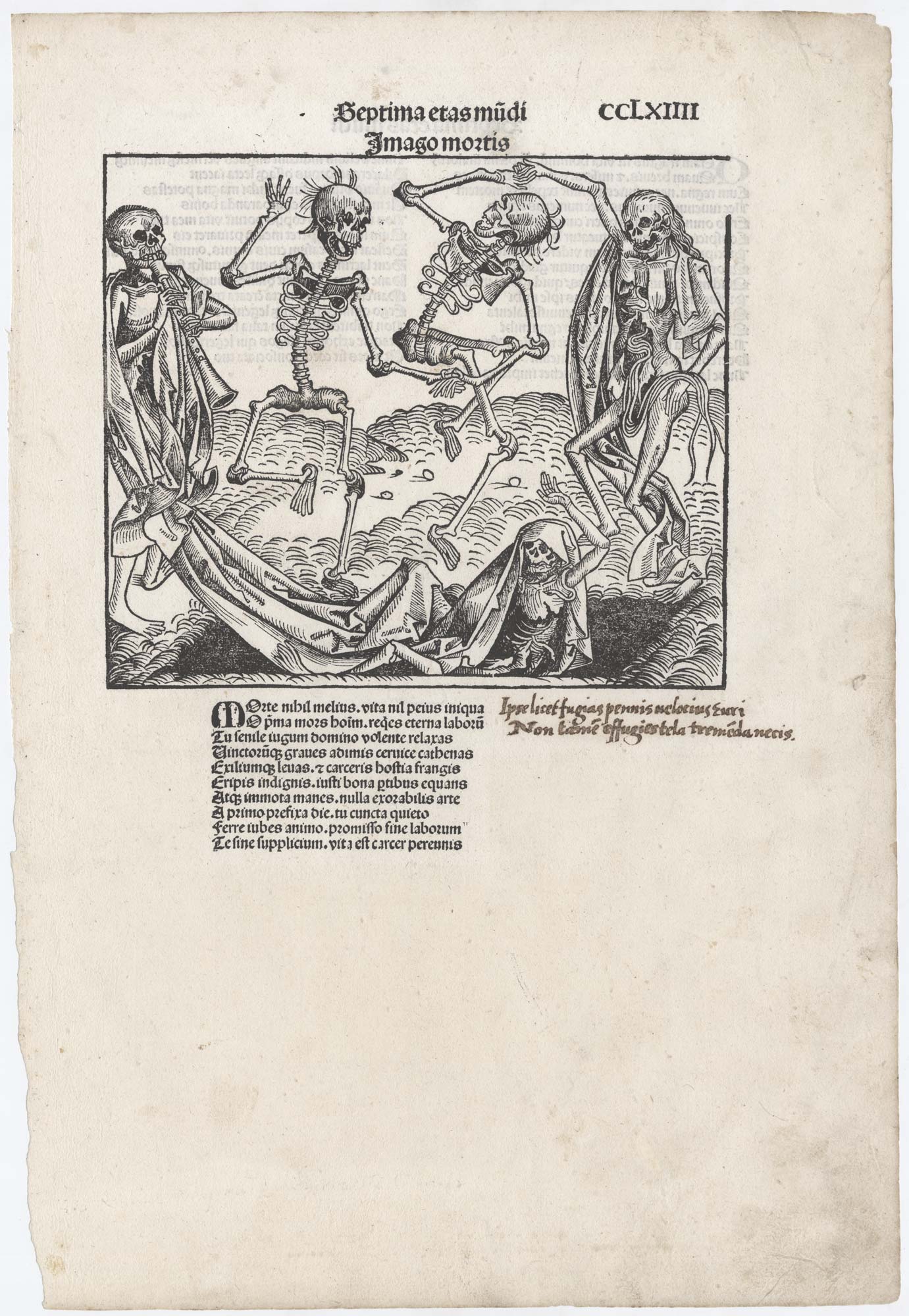 Dance of Death by Schedel. title: Septima etas mudi. Imago mortis. 1493.