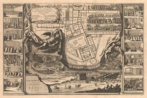 View of a conclave in Rome by Mortier. Title: Ceremonies des Conclaves des Papes à Rome. Plan du Conclave et Description des Solemnités.