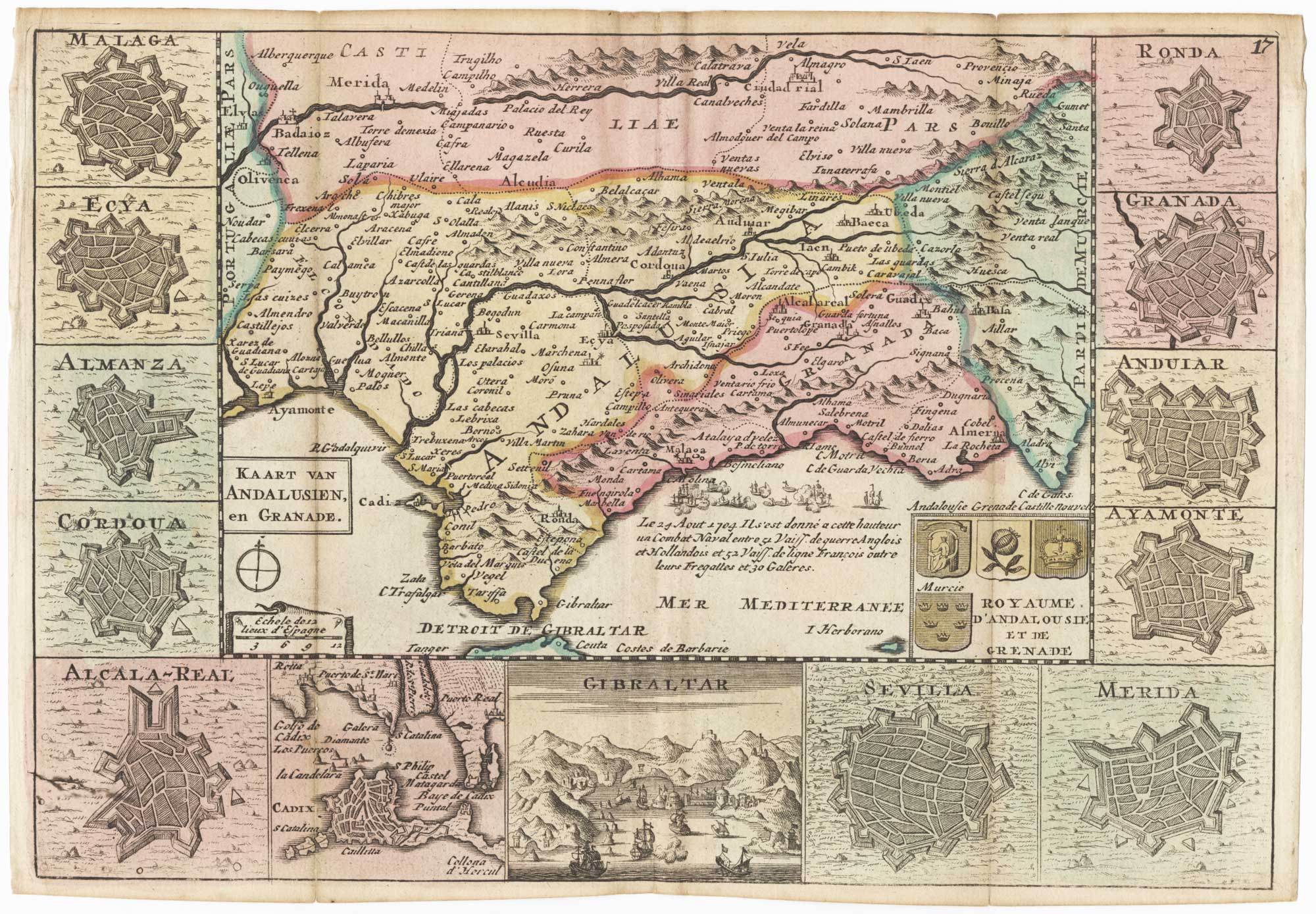 Kaart van Andalusien en Granade. by LA FEUILLE, Daniel de., 1747.