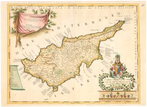 Acamantis Insula, hoggidi Cipro, Posseduta dalla Republica Veneta sin'all'Anno 1571. by CORONELLI, Vincenzo Maria., 1696.