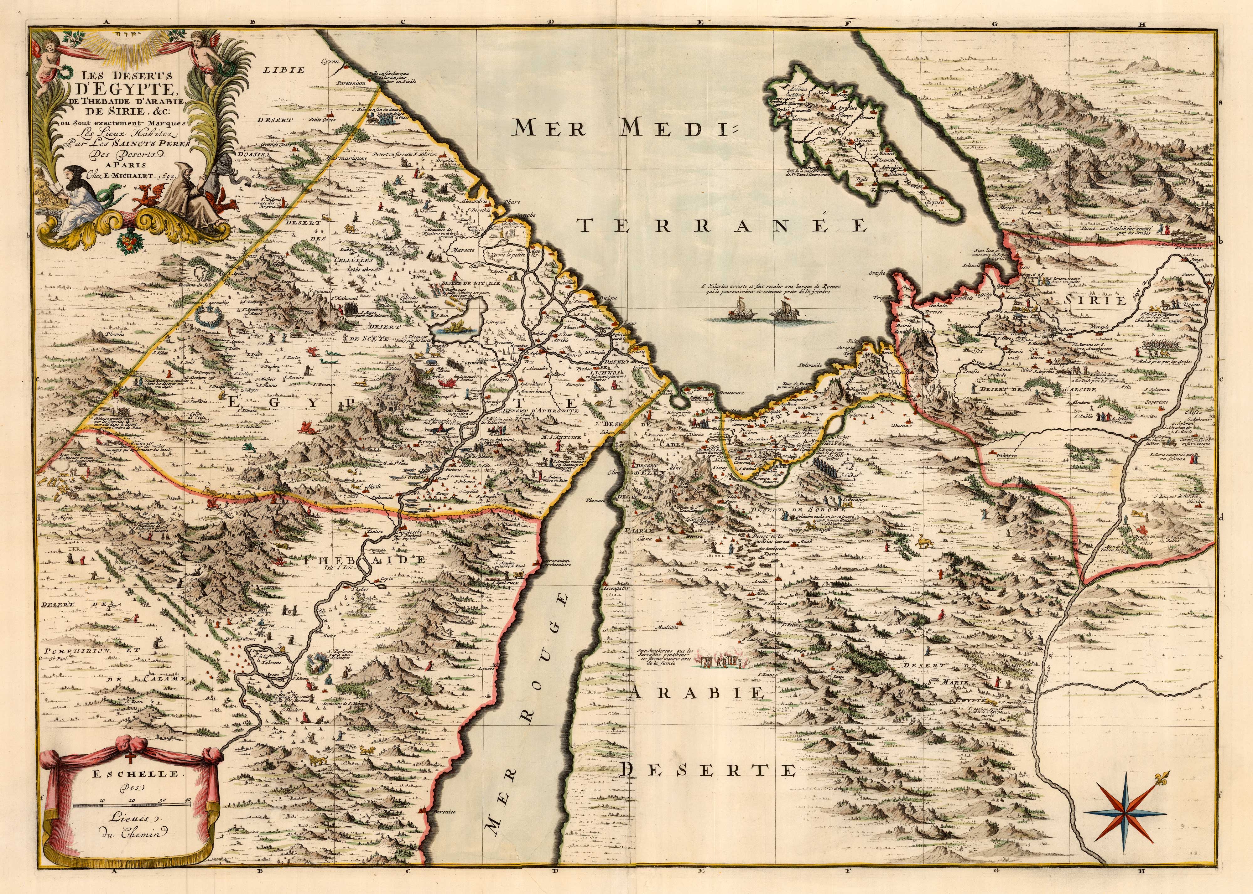 Les Deserts D'Egypte, De Thebaide D'Arabie, De Sirie, &c, ou by MICHALET, Etienne., 1693.