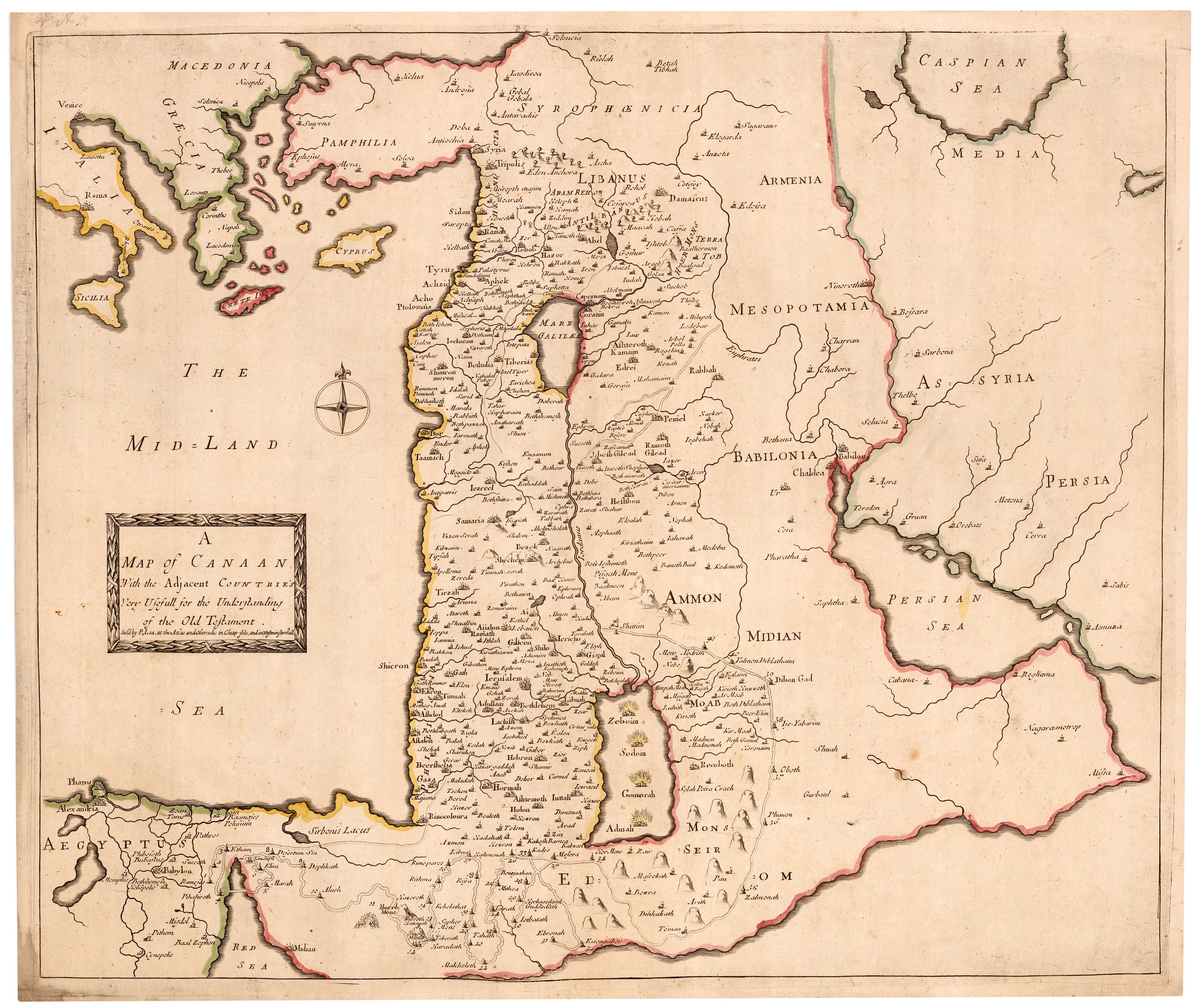 A Map of Canaan With the Adjacent Countries Very Usefull by LEA, Philip., 1692.