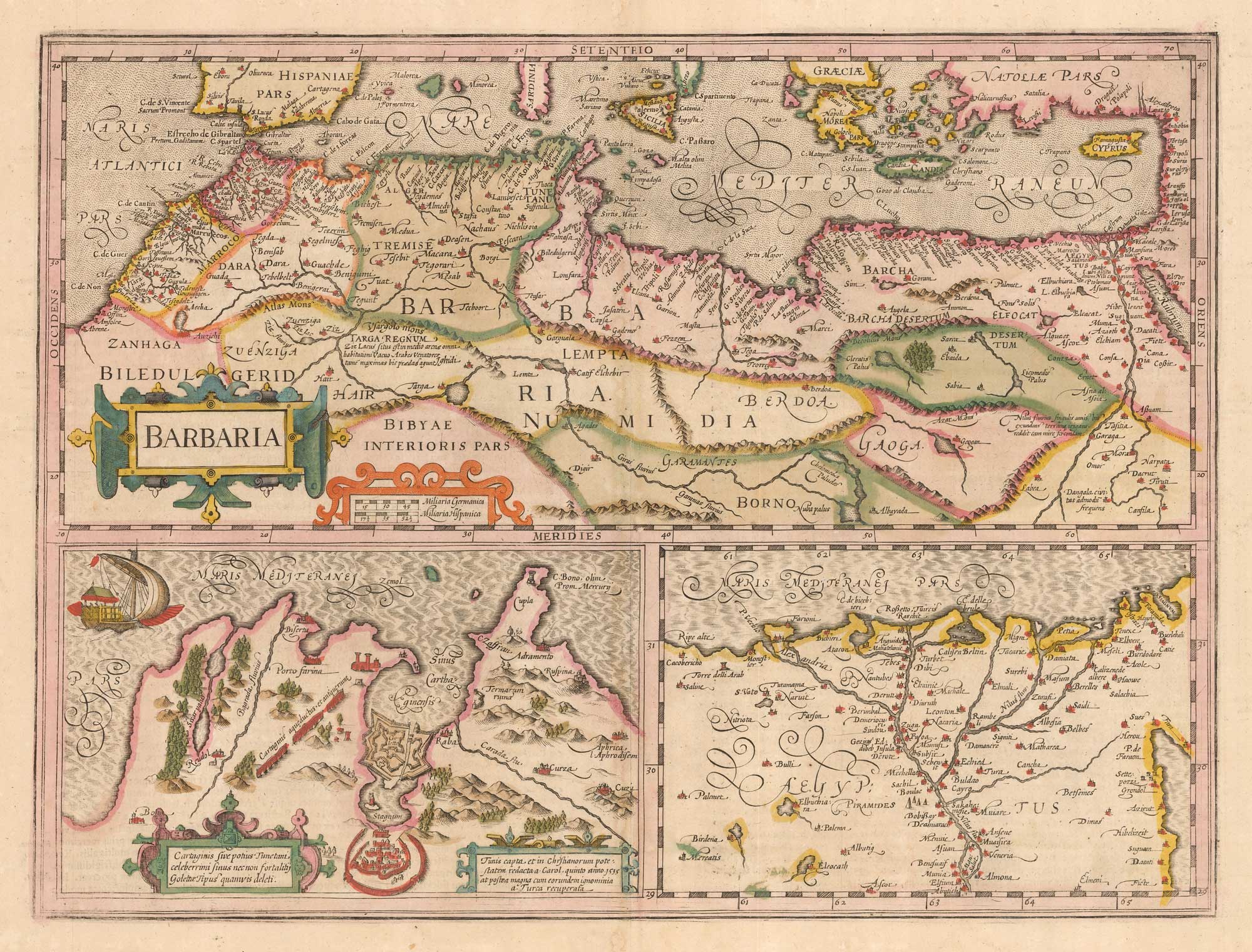 Barbaria; Cartaginis sive potius Tunetani...; Aegyptus. by HONDIUS, Jodocus., 1623.
