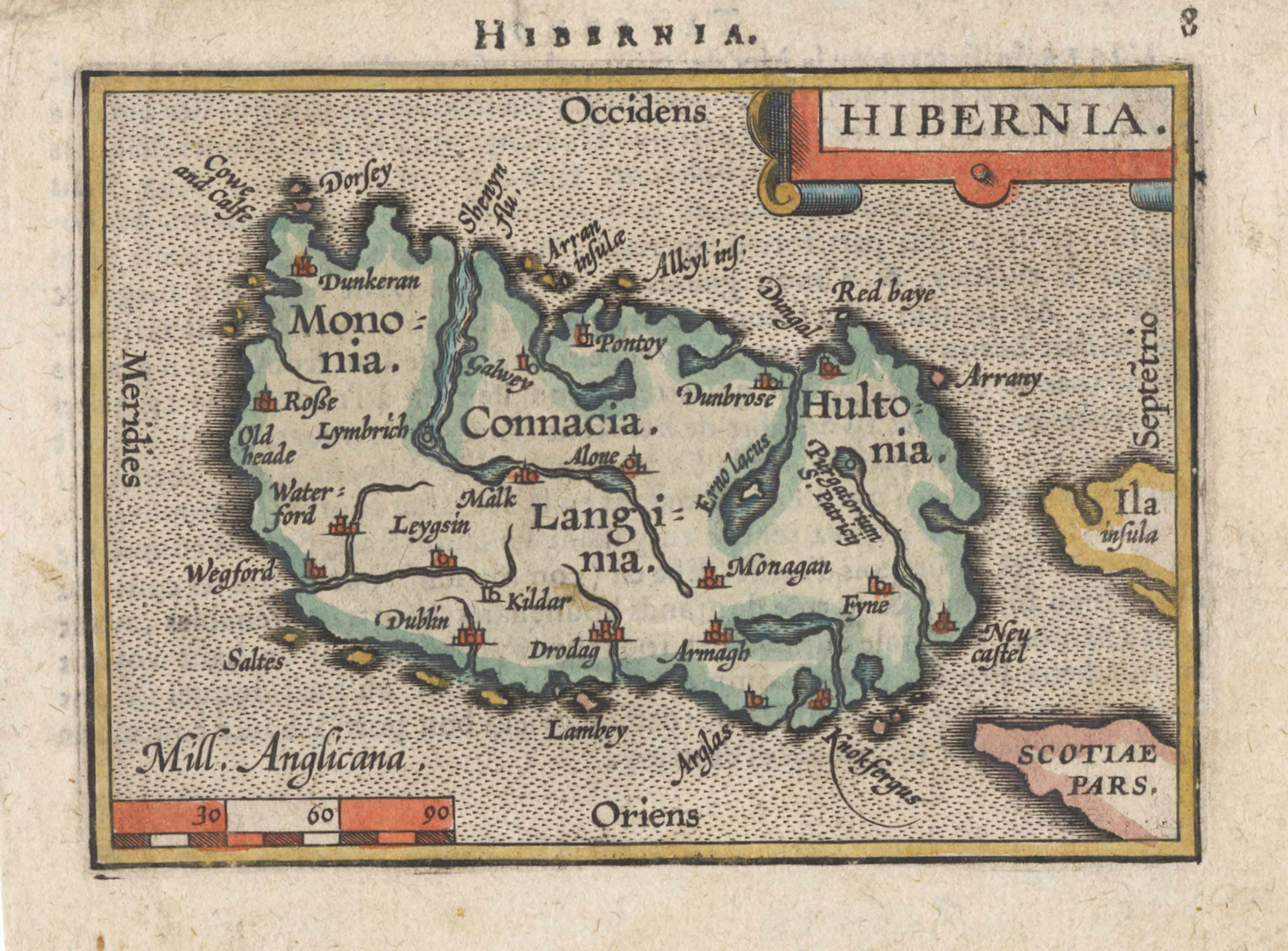 Ortelius Ireland miniature