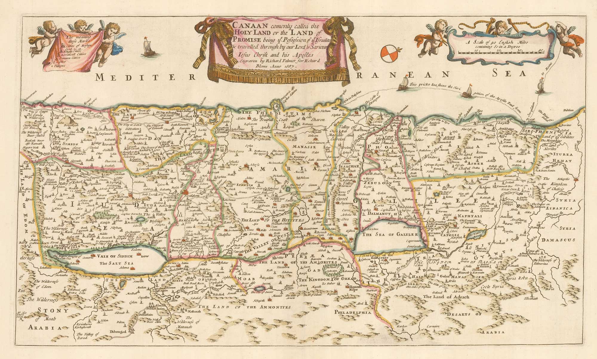 Canaan commonly called the Holy Land or the Land of by BLOME, Richard., 1687.