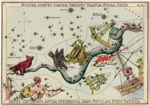 Noctua, Corvus, Crater, Sextans Uraniae, Hydra, Felis, Lupus, Centaurus, Antlia by LEIGH, Samuel., 1830.