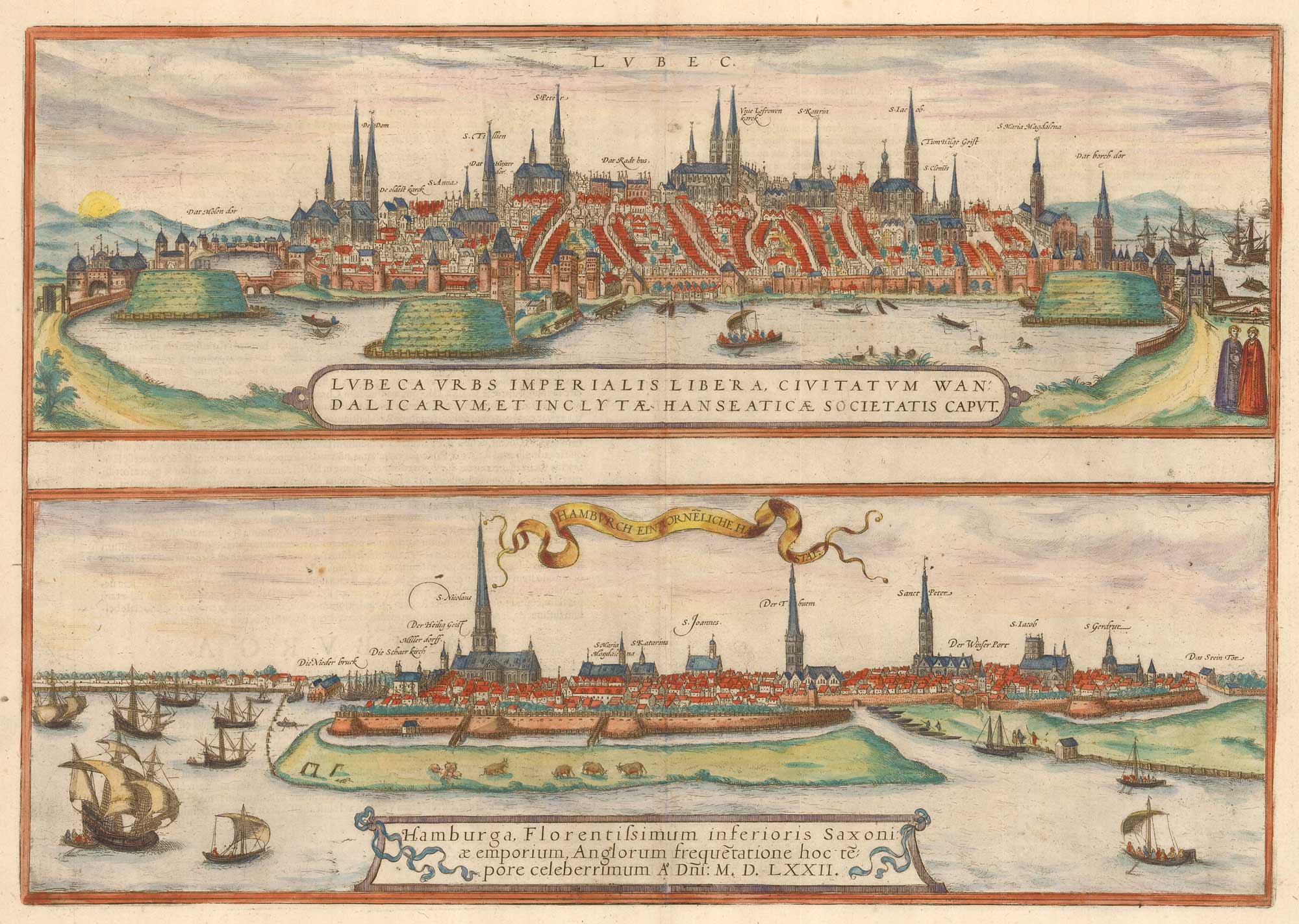 Braun and Hogenberg Lubeck and Hamburg