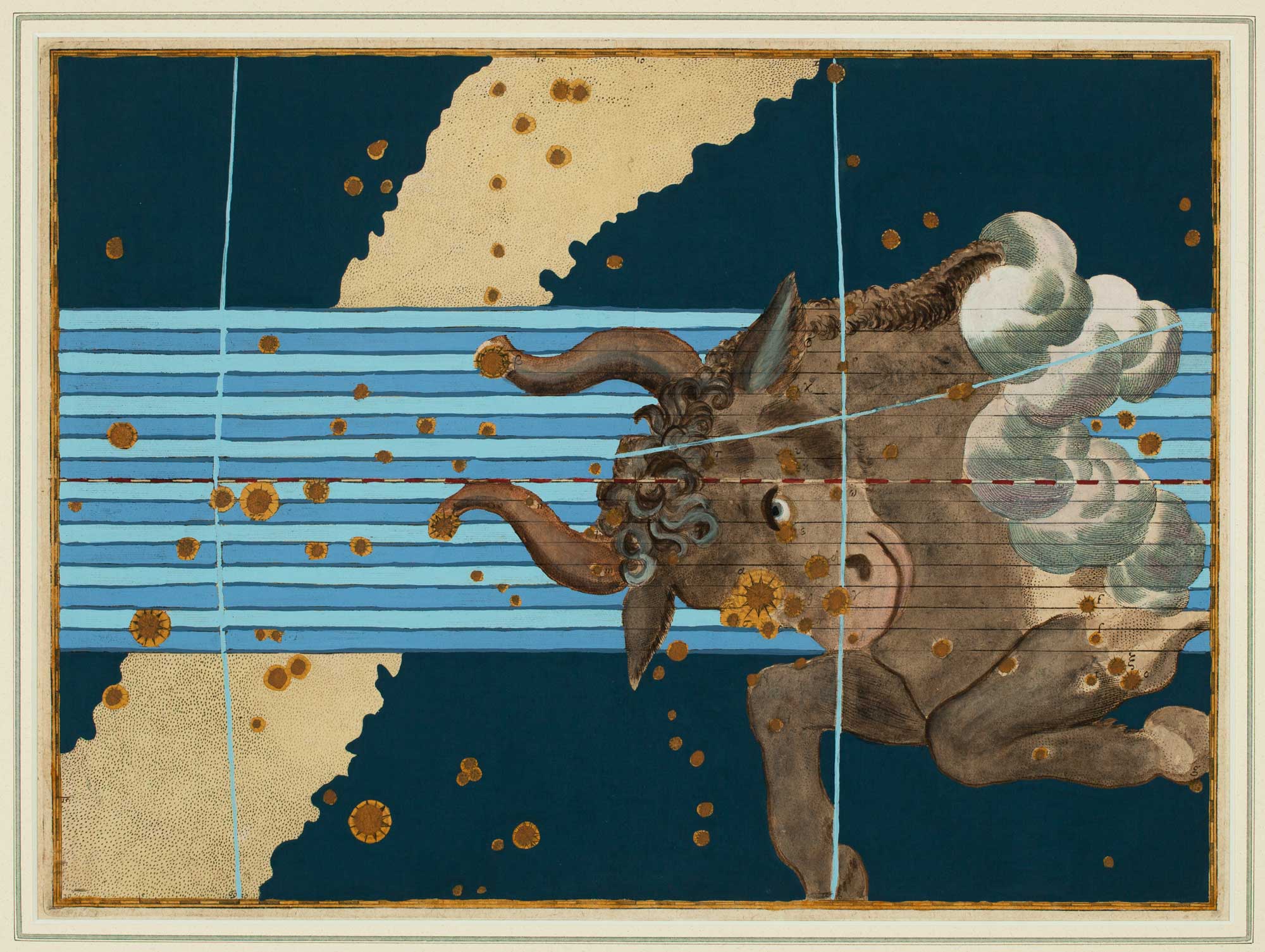 1641 Engraving of the Zodiac Taurus by Bayer