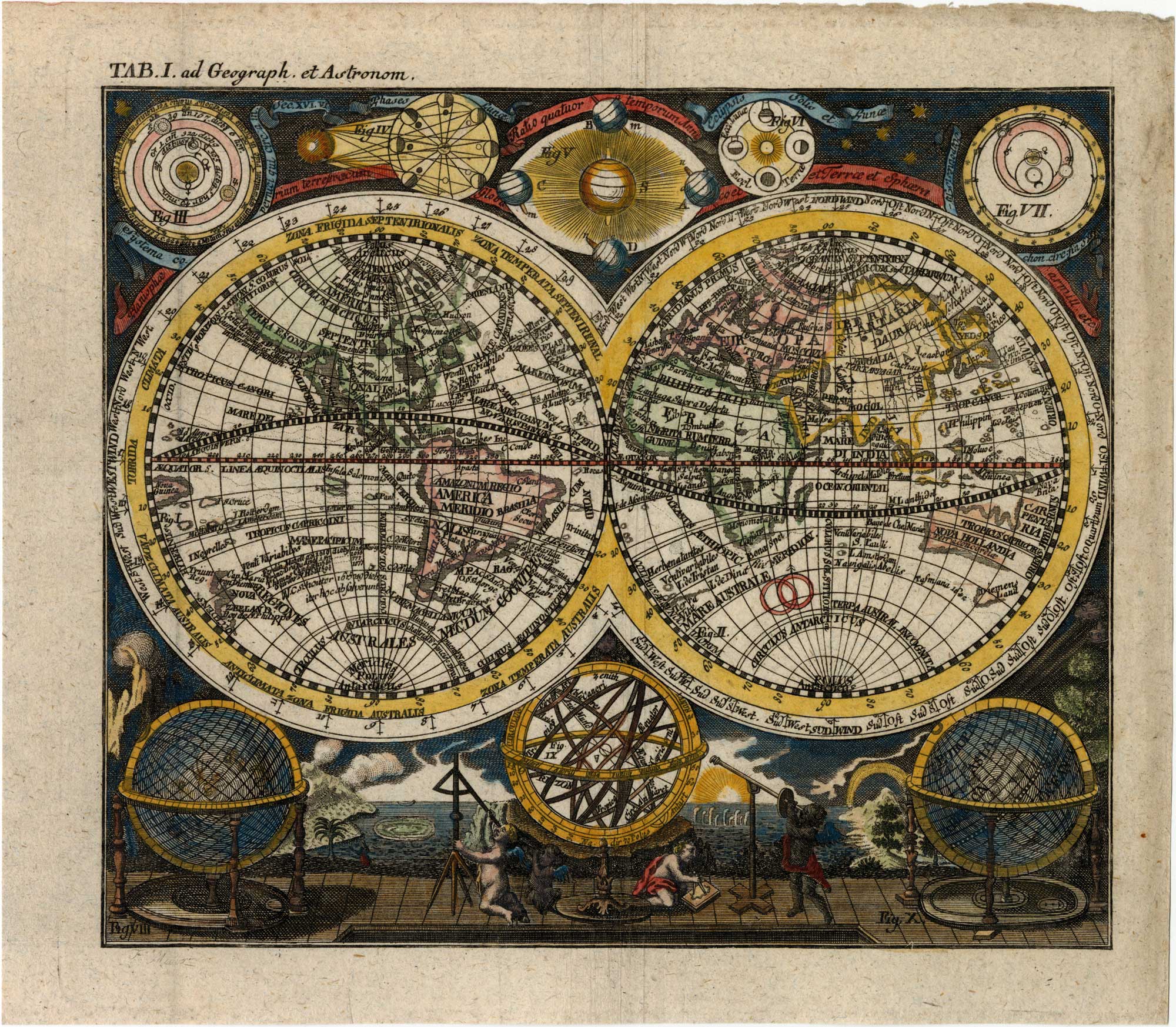 Double-hemisphere world map by Steinberger