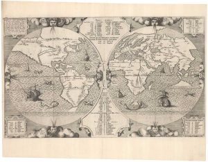 1571 Arias Montanus world map (rare first state), Benedict Arias Montanus Sacrae Geographiae Tabulam ex Antiquissimorum Cultor... 1571.