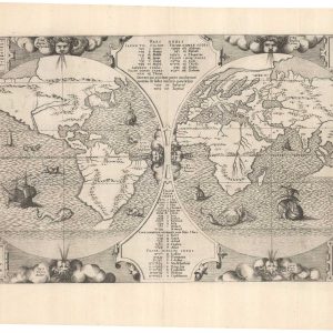 1571 Arias Montanus world map (rare first state), Benedict Arias Montanus Sacrae Geographiae Tabulam ex Antiquissimorum Cultor... 1571.