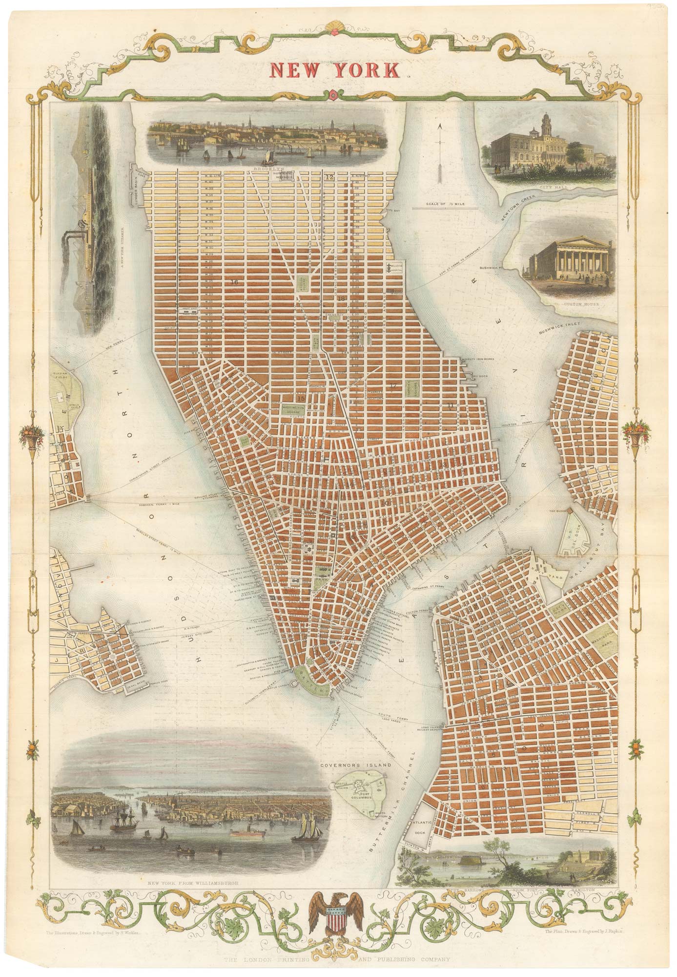 Town plan of New York by Tallis