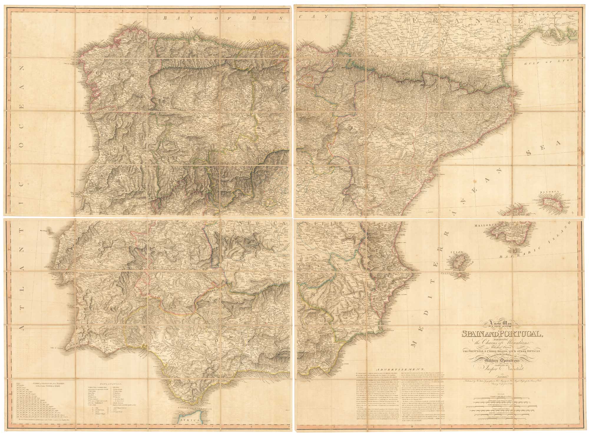 Map of Spain and Portugal during the Peninsula War by Nantiat