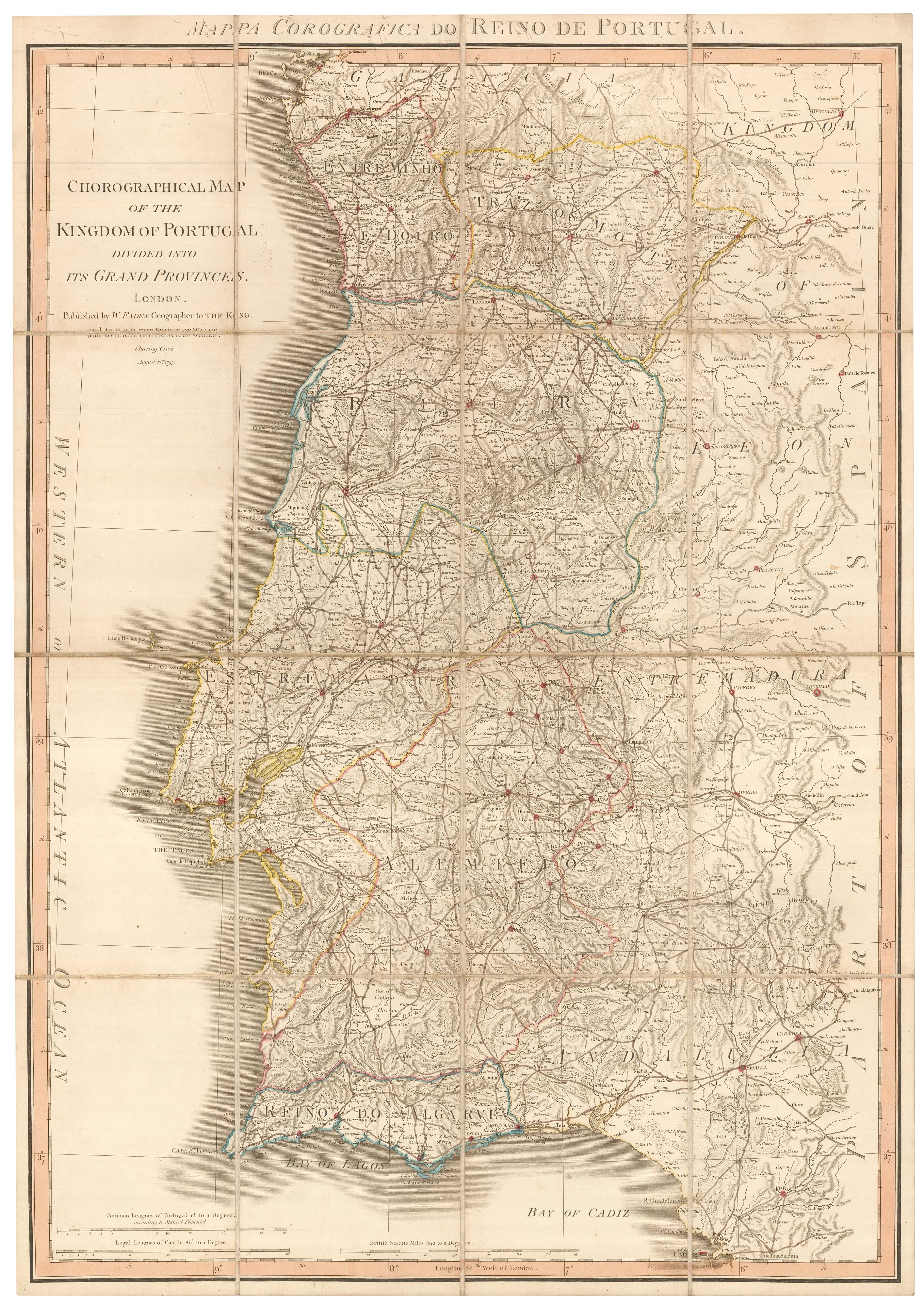 Large map of Portugal by Faden