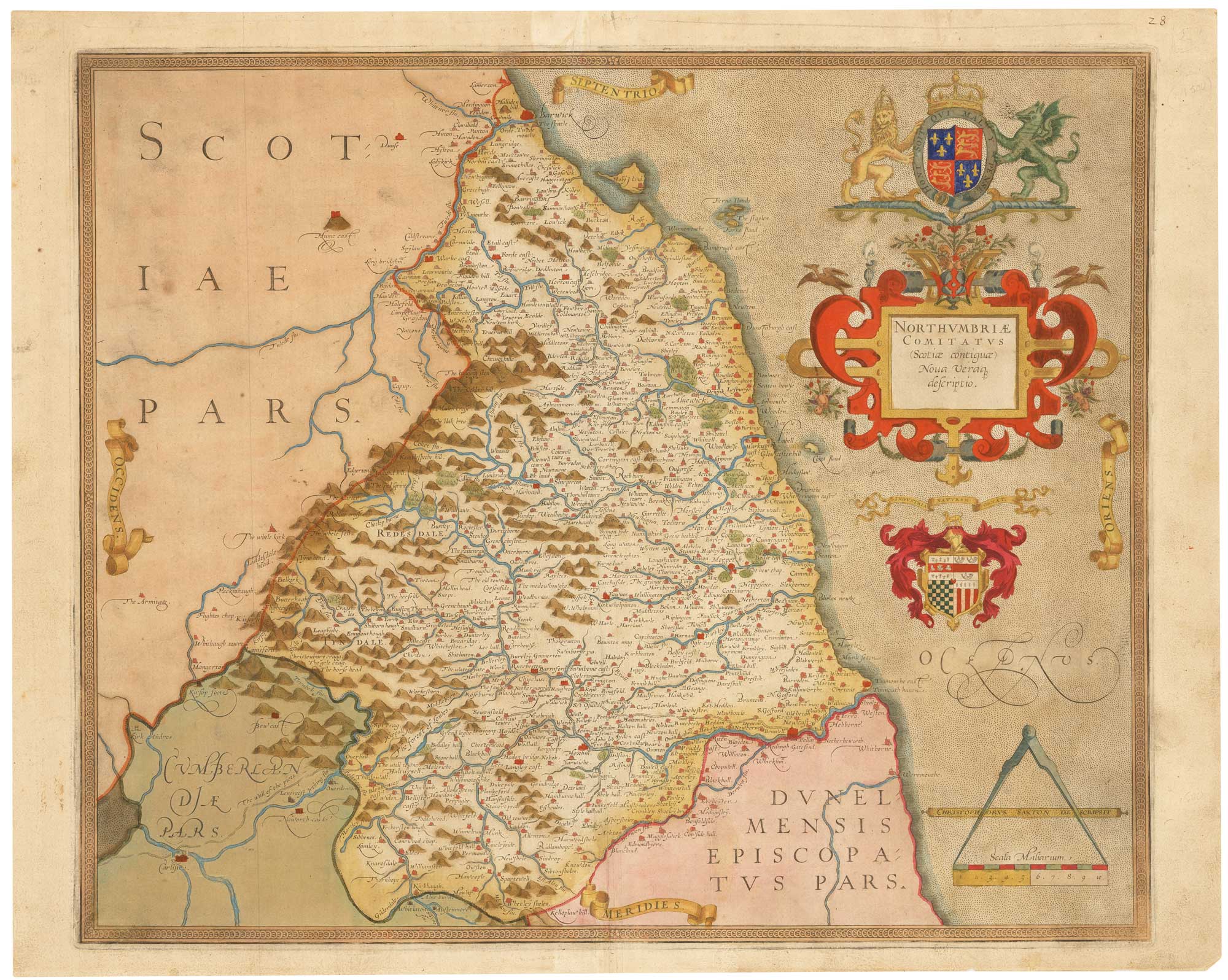 Northumbriae Comitatus (Scotiae contignuae) Nova Veraque descriptio by Saxton