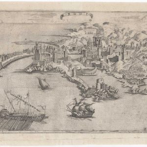 1568 rare Lafreri-school view of Rhodes
