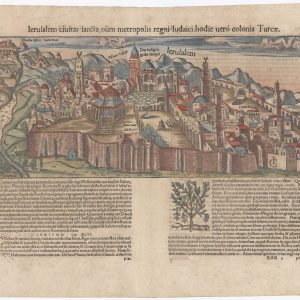 Munster map of Jerusalem, Jerusalem civitas sancta, olim metropolis regni Judaici, hodie vero' colonia Turcae.