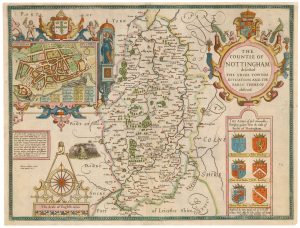 Speed map of Nottinghamshire, The Countie of Nottingham described The Shire Townes Situation and the Earls There of observed.
