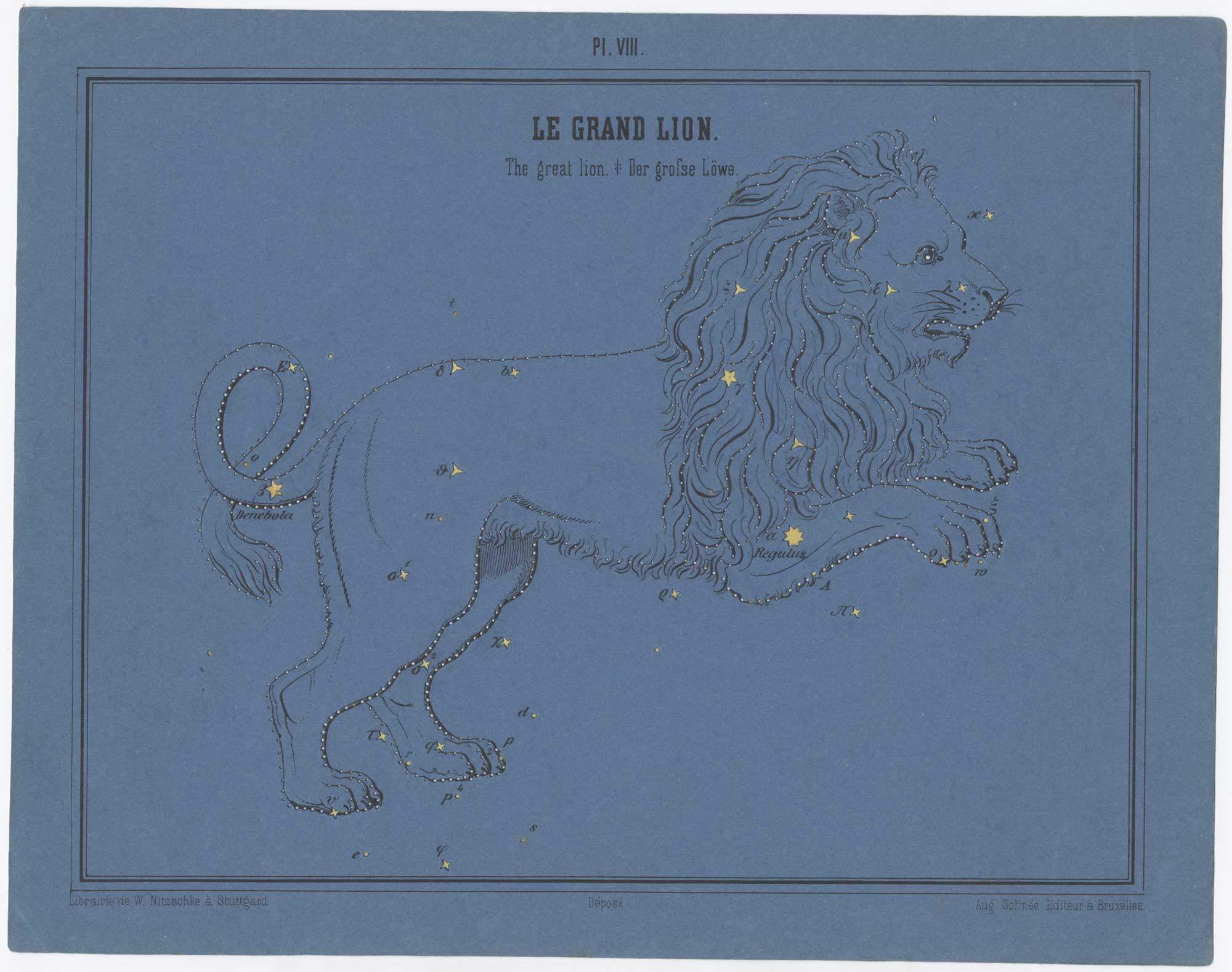 Braun chart of the constellation Leo, 1856
