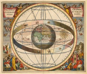 Cellarius celestial chart of Ptolemy's Universe, Scenographia systematis mundani Ptolemaici.