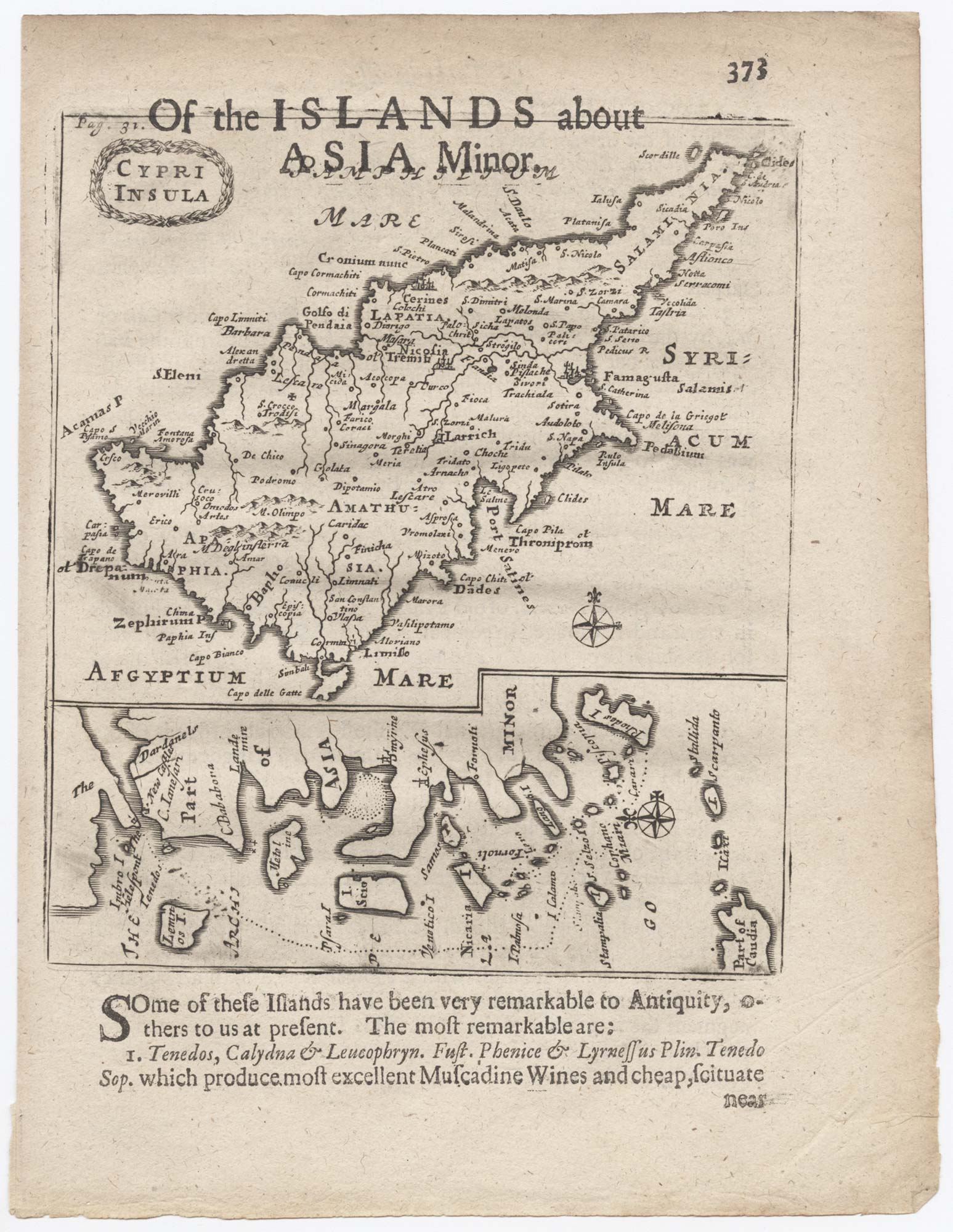 Morden map of Cyprus, Cypri Insula, 1693