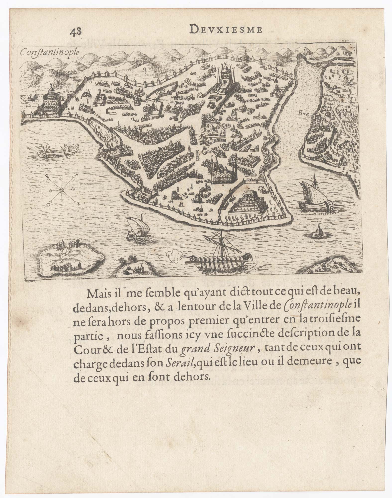 Beauvau rare plan of Constantinople, 1615