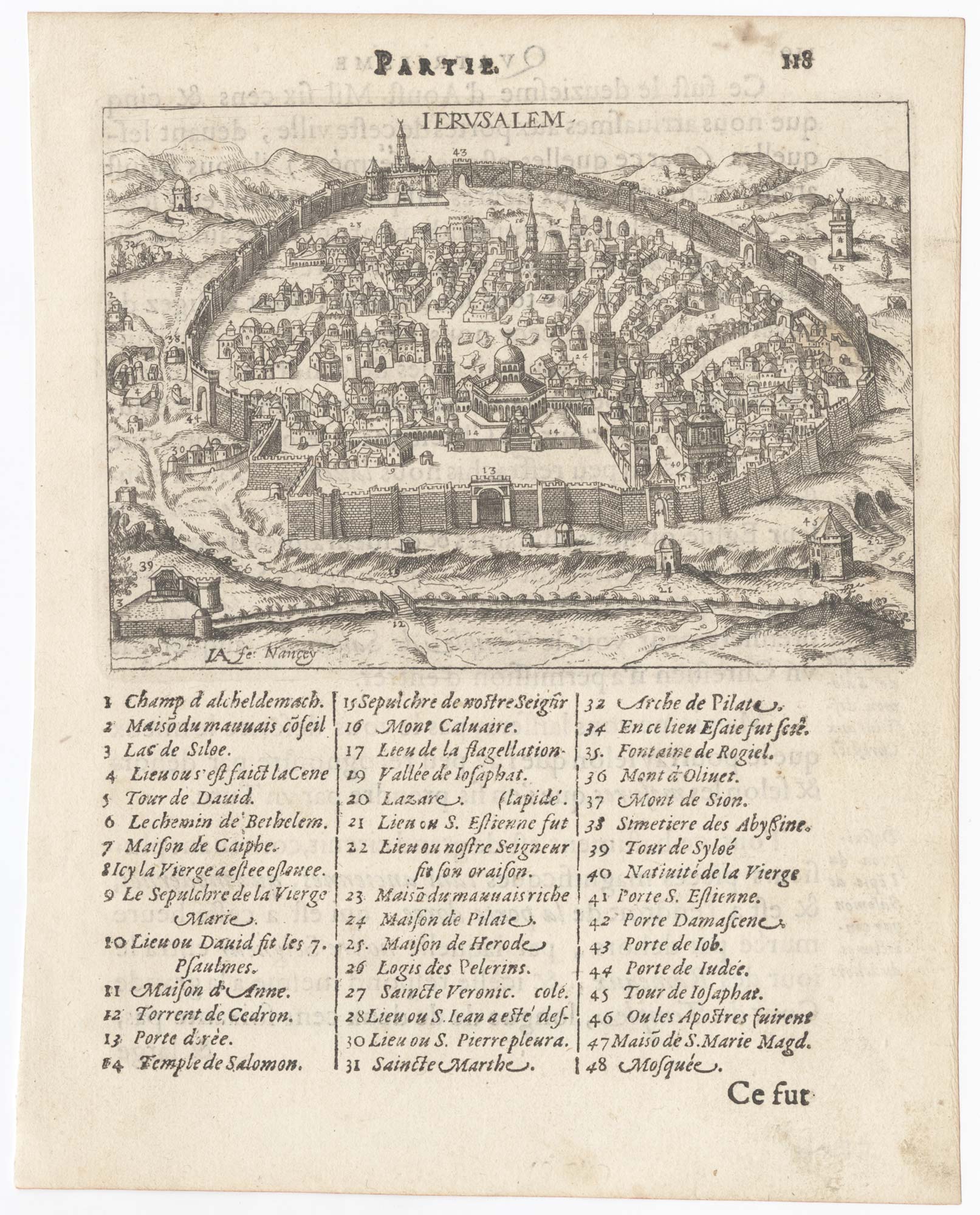 Beauvau rare plan of Jerusalem after Braun and Hogenberg