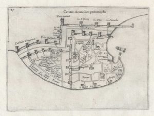 Vesconte plan of Acre during Crusader rule, 1611