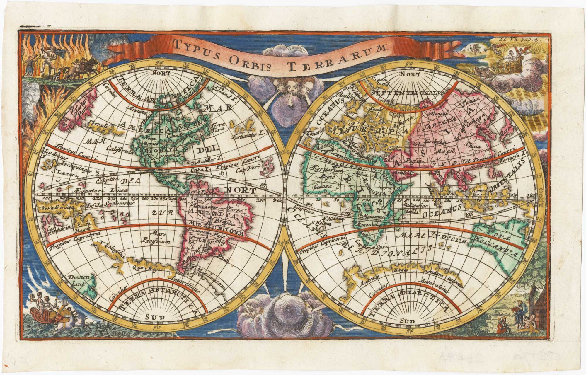Charles de Launay world map, Typus Orbis terrarum,1738