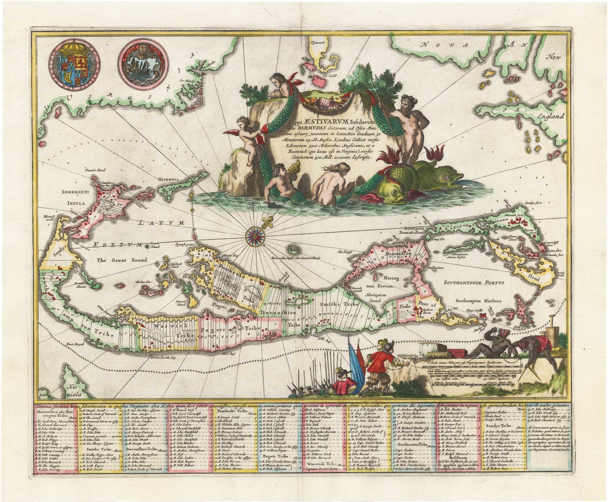 Montanus map of Bermuda, Mappa Aestivarum Insularum Alias Barmudas.