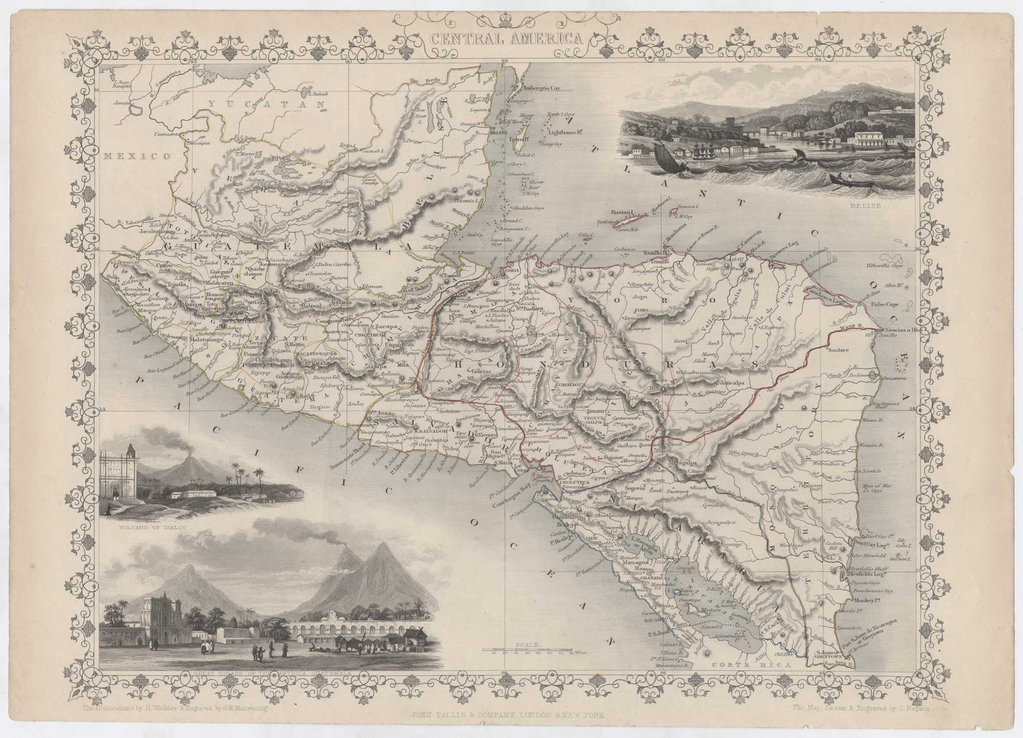 John Tallis map of Central America, 1851
