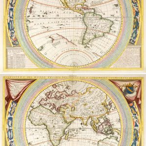 Coronelli, pair of world maps, Planisfero del Mondo Nouvo...; Planisfero de Mondo Vecchio...